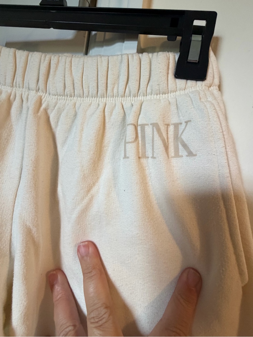 PINK Victoria’s Secret Ivory Fleece Jogger Sweatpants XS Lounge Cozy - Picture 4 of 7